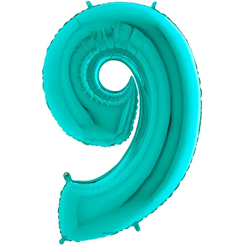 [G179Ti-P] Grabo Number '9' Tiffany 40" - Foil Balloon