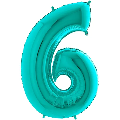 [G176Ti-P] Grabo Number '6' Tiffany 40" - Foil Balloon