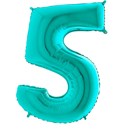 [G175Ti-P] Grabo Number '5' Tiffany 40" - Foil Balloon