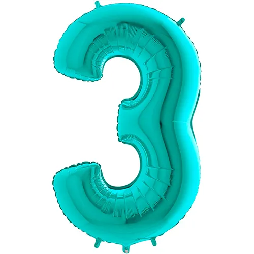 [G173Ti-P] Grabo Number '3' Tiffany 40" - Foil Balloon