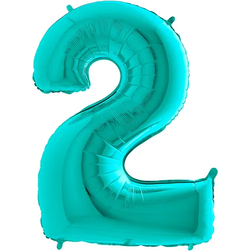[G172Ti-P] Grabo Number '2' Tiffany 40" - Foil Balloon