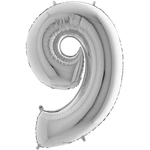 [G099S-P] Grabo Number '9' Silver 40" - Foil Balloon