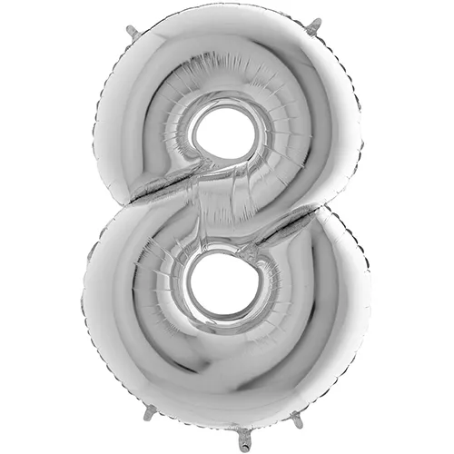 [G098S-P] Grabo Chiffre '8' Argent 40" - Ballon Aluminium