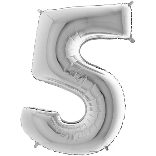 [G095S-P] Grabo Number '5' Silver 40" - Foil Balloon