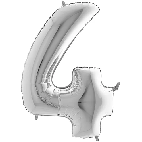 [G094S-P] Grabo Chiffre '4' Argent 40" - Ballon Aluminium
