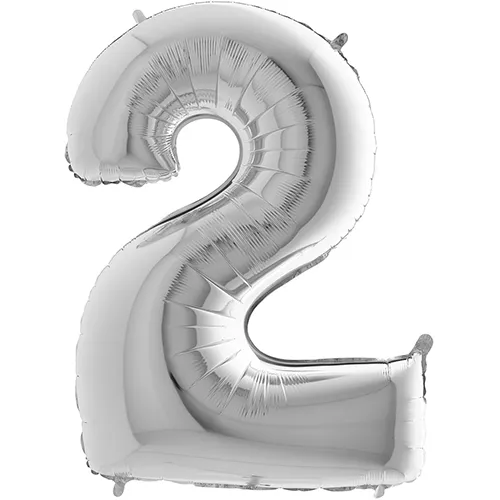 [G092S-P] Grabo Number '2' Silver 40" - Foil Balloon