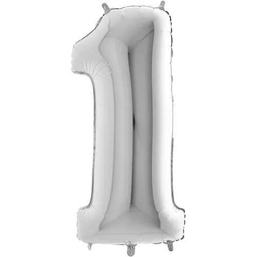 [G091S-P] Grabo Chiffre '1' Argent 40" - Ballon Aluminium