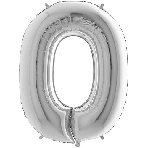 [G090S-P] Grabo Number '0' Silver 40" - Foil Balloon