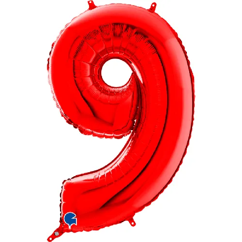 Grabo Number '9' Red 40" - Foil Balloon