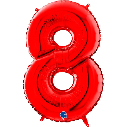 [G088R-P] Grabo Chiffre '8' Rouge 40" - Ballon Aluminium