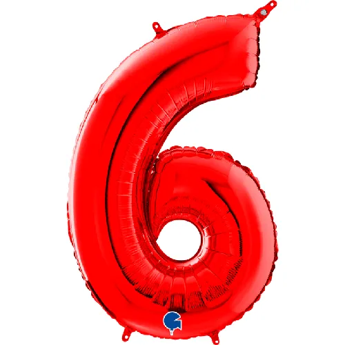 [G086R-P] Grabo Number '6' Red 40" - Foil Balloon