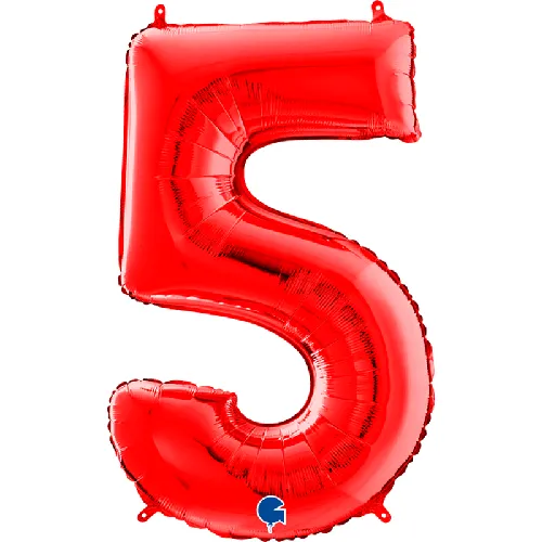 [G085R-P] Grabo Number '5' Red 40" - Foil Balloon