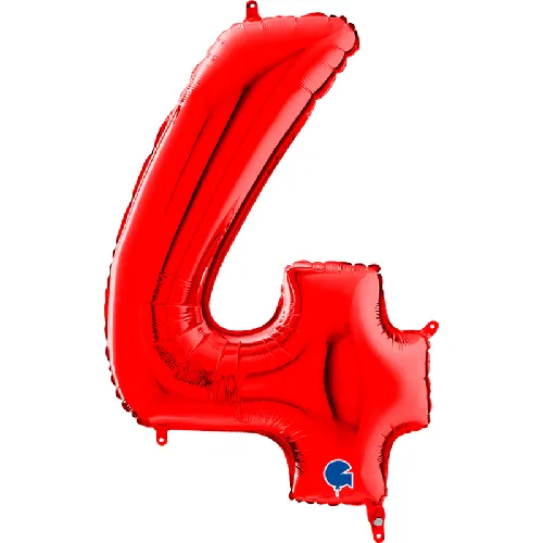 [G084R-P] Grabo Chiffre '4' Rouge 40" - Ballon Aluminium