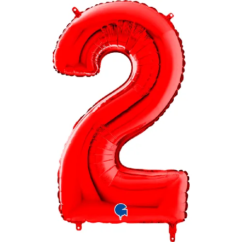 [G082R-P] Grabo Chiffre '2' Rouge 40" - Ballon Aluminium