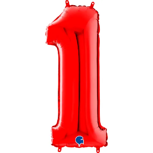 [G081R-P] Grabo Chiffre '1' Rouge 40" - Ballon Aluminium