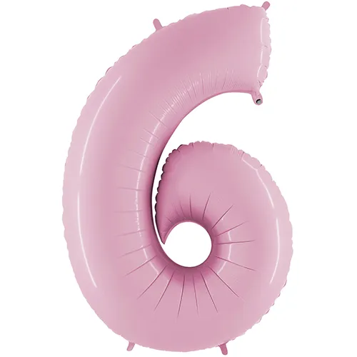 [G076PP-P] Grabo Number '6' Pastel Pink 40" - Foil Balloon