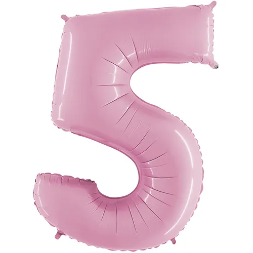 [G075PP-P] Grabo Chiffre '5' Rose Pastel 40" - Ballon Aluminium