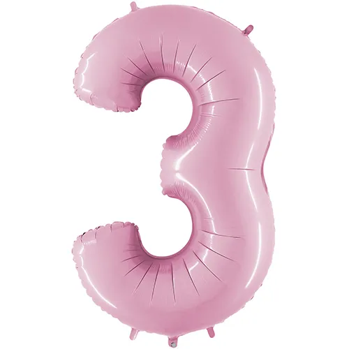 [G073PP-P] Grabo Number '3' Pastel Pink 40" - Foil Balloon
