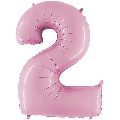 Grabo Chiffre '2' Rose Pastel 40" - Ballon Aluminium