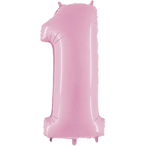 [G071PP-P] Grabo Chiffre '1' Rose Pastel 40" - Ballon Aluminium