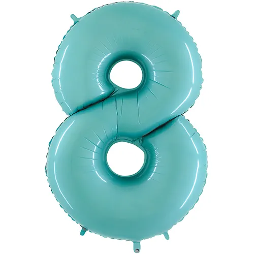 [G068PB-P] Grabo Chiffre '8' Bleu Pastel 40" - Ballon Aluminium