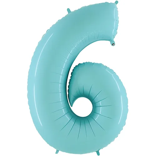 [G066PB-P] Grabo Number '6' Pastel Blue 40" - Foil Balloon