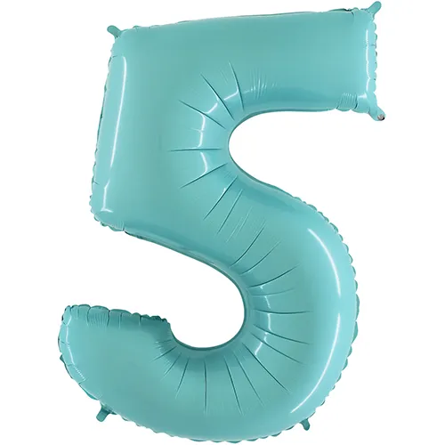 [G065PB-P] Grabo Number '5' Pastel Blue 40" - Foil Balloon