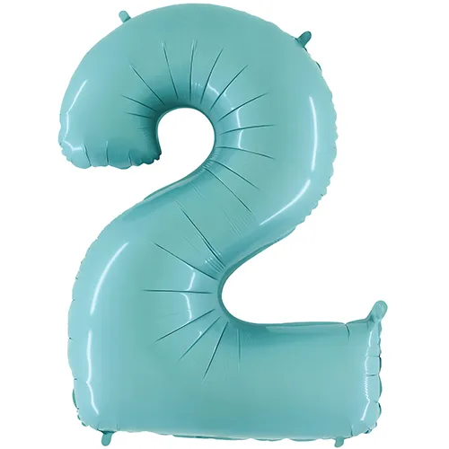 [G062PB-P] Grabo Chiffre '2' Bleu Pastel 40" - Ballon Aluminium