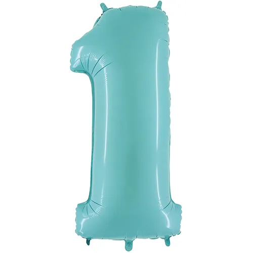 [G061PB-P] Grabo Chiffre '1' Bleu Pastel 40" - Ballon Aluminium
