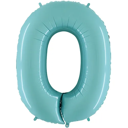 [G060PB-P] Grabo Chiffre '0' Bleu Pastel 40" - Ballon Aluminium