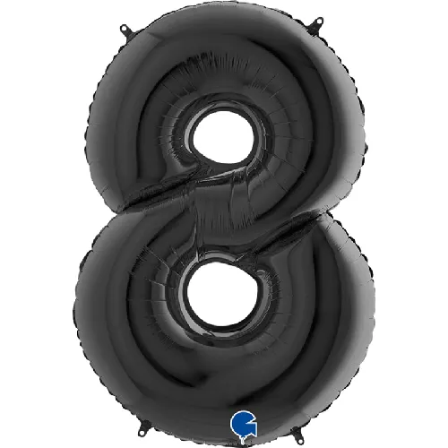 [G048K-P] Grabo Chiffre '8' Noir 40" - Ballon Aluminium