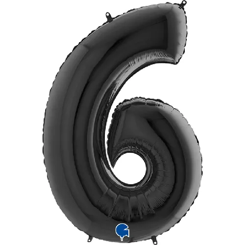 [G046K-P] Grabo Number '6' Black 40" - Foil Balloon