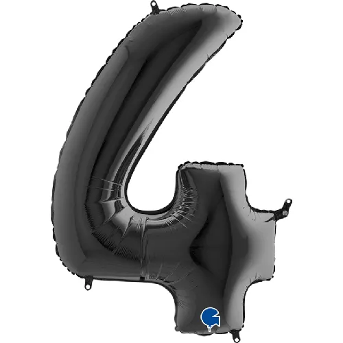 [G044K-P] Grabo Chiffre '4' Noir 40" - Ballon Aluminium