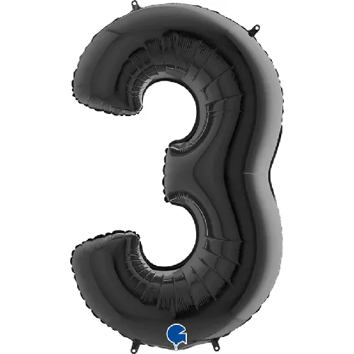 [G043K-P] Grabo Chiffre '3' Noir 40" - Ballon Aluminium