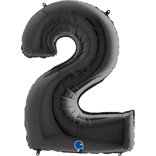 [G042K-P] Grabo Chiffre '2' Noir 40" - Ballon Aluminium
