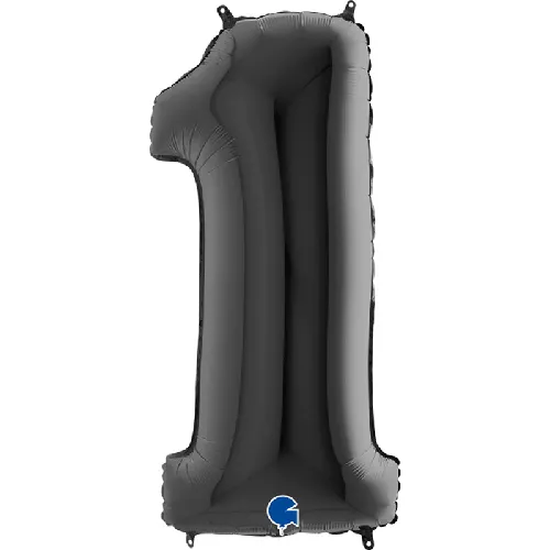 [G041K-P] Grabo Chiffre '1' Noir 40" - Ballon Aluminium
