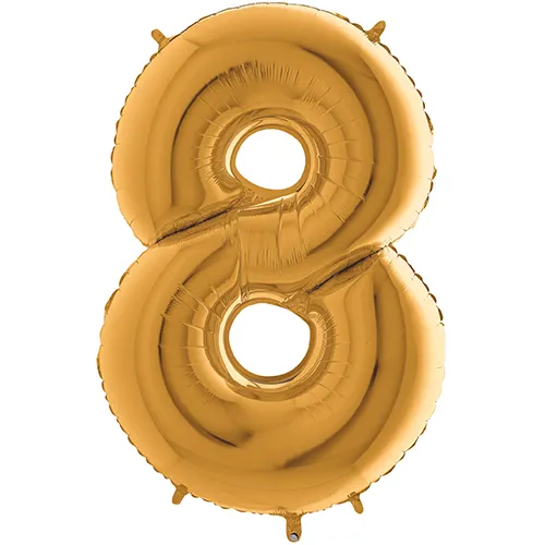 [G028G-P] Grabo Chiffre '8' Or 40" - Ballon Aluminium