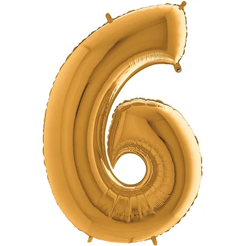 [G026G-P] Grabo Number '6' Gold 40" - Foil Balloon