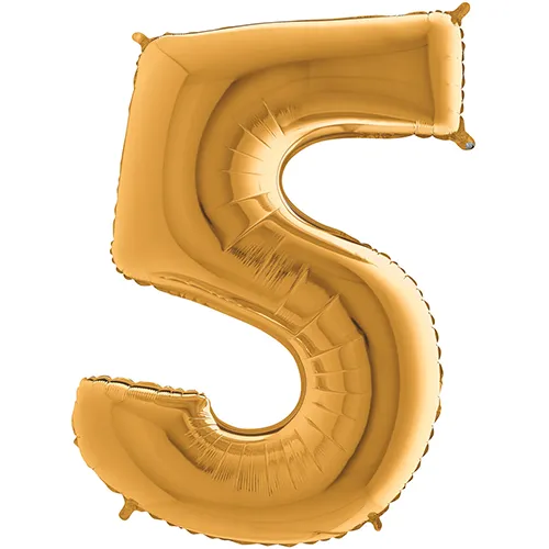 [G025G-P] Grabo Number '5' Gold 40" - Foil Balloon