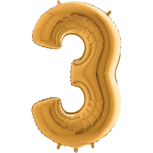 [G023G-P] Grabo Number '3' Gold 40" - Foil Balloon